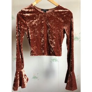 Forever 21 Velvet Flare Sleeve Crop Top